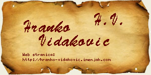 Hranko Vidaković vizit kartica